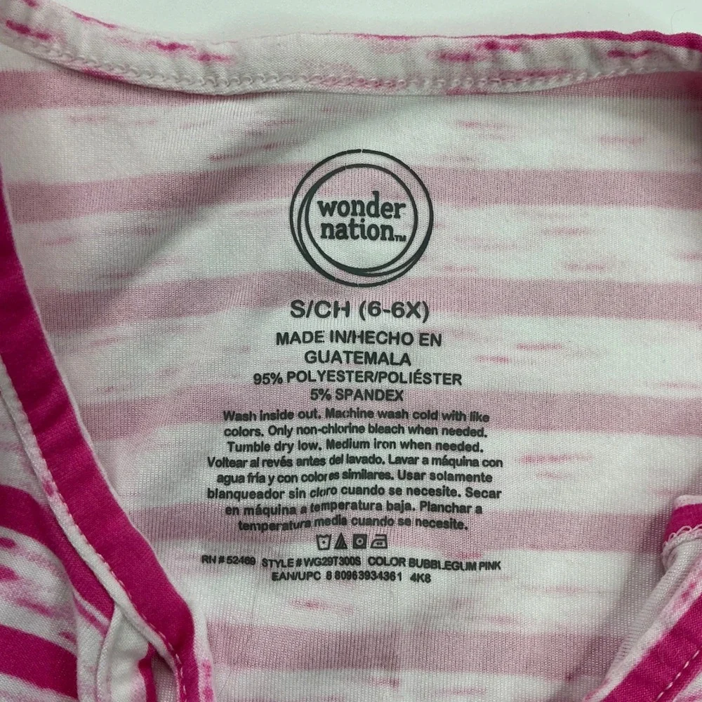 Wonder Nation Pink Striped Swing Tank Top Kids Size 6-6X Cutout Neckline